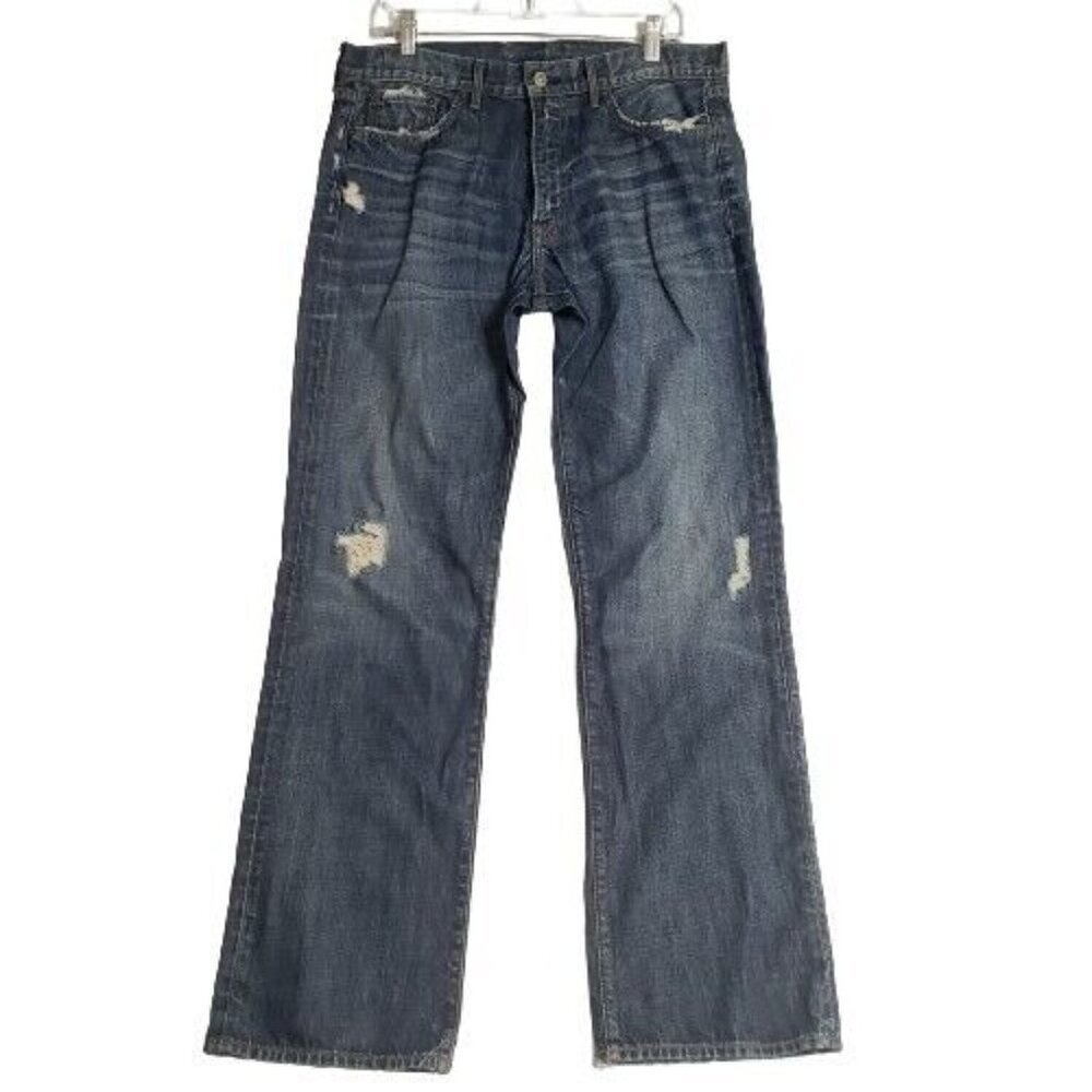Lucky Brand Jeans Distressed Vintage Straight By Gene Montesano Blue Size 32